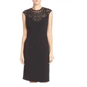 Eliza J Laser cut Scuba sheath dress black
